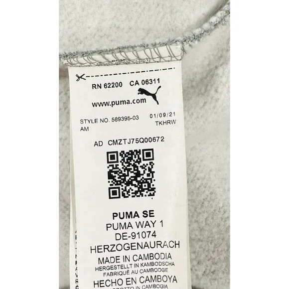 Puma Hoodie Hooded Sweatshirt Mens Medium Gray Kangaroo Pocket Heavy Warm Logo - Picture 9 of 10